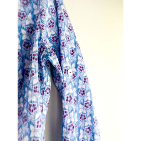 Johnson and Murphy - Blue floral partial button cotton collared shirt Size S - Picture 8 of 10